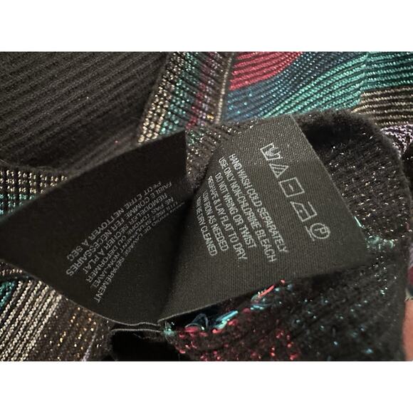 Anthropologie Moth Multicolor Striped Metallic Shimmer V-Neck Sweater XS - Picture 9 of 12